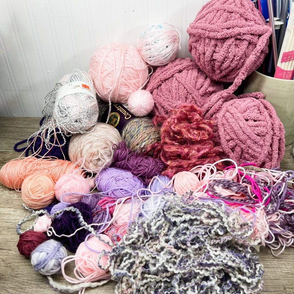 Yarn Assorted Colors Pattern Acrylic Blend Skein Ball Scrap Craft Supply 9lb Lot